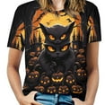 thumbnail image 1 of Halloween Scary Night Full Moon Women's Short Sleeve T-Shirt Crew Neck Casual Summer Trendy Loose Fit Tops, 1 of 6