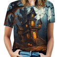 thumbnail image 1 of Halloween Scary Night Full Moon Women's Short Sleeve Tops Casual Blouses T Shirt, 1 of 6