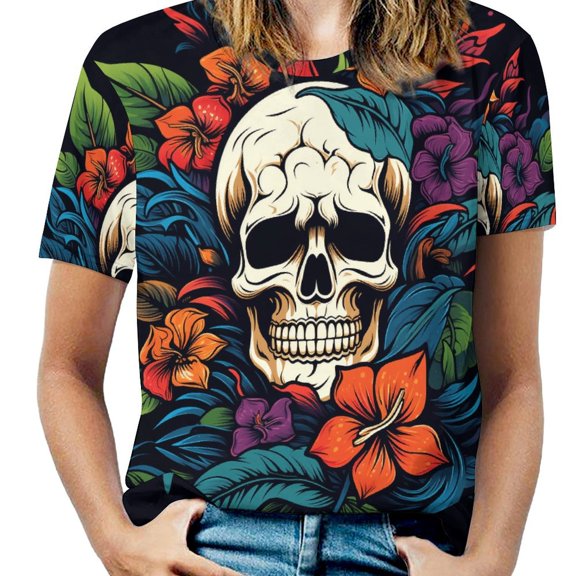 Halloween Scary Night Full Moon Women's Short Sleeve Tops Casual Blouses T Shirt