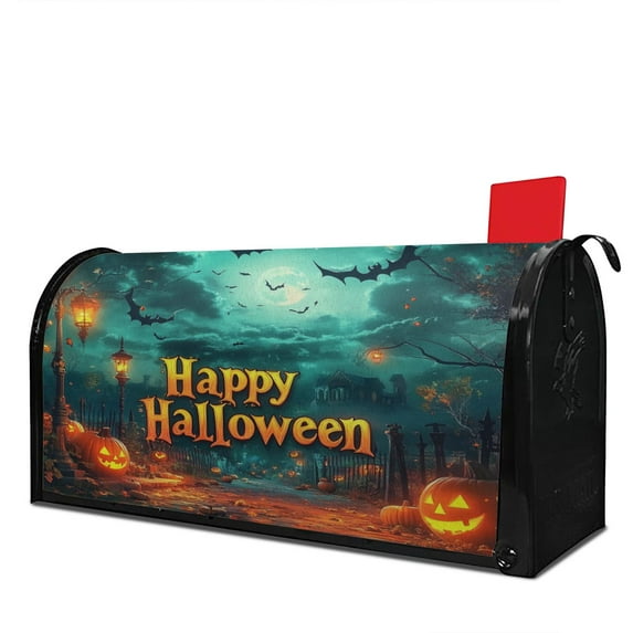 Halloween Scary Night Moon Horror Pumpkin Bat Mailbox Covers,Magnetic 18x21 Inch Mailboxwrap Water Proof Reusable Fall Welcome MailBoxcovers for Rustic Farmhouse Home Decorative