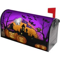 Halloween Scary Night Pumpkin Lanterns Mailbox Covers Magnetic Mail Cover Letter Post Box 25.5x21 in Mailwrap for Outside Garden Home Decor