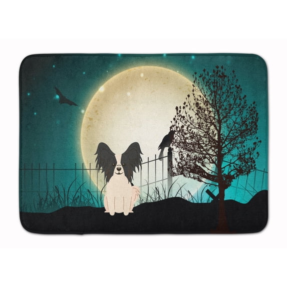 Halloween Scary Papillon Black White Machine Washable Memory Foam Mat