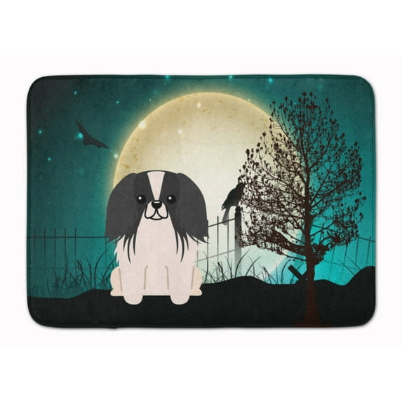 Halloween Scary Pekingese Black White Machine Washable Memory Foam Mat