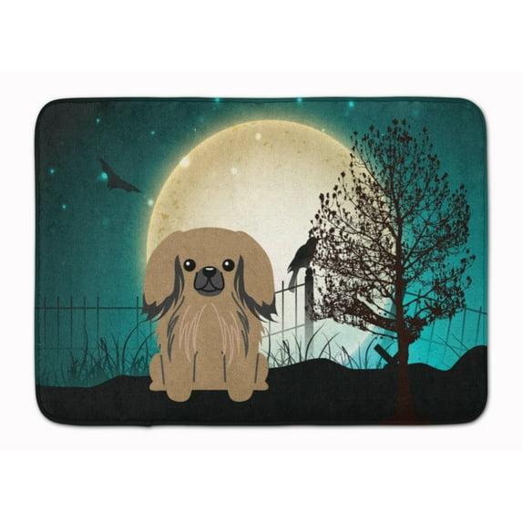 Halloween Scary Pekingnese Tan Machine Washable Memory Foam Mat