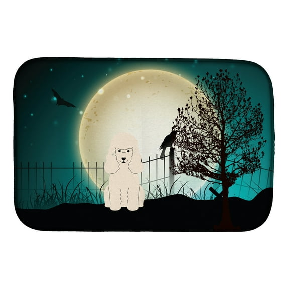 Halloween Scary Poodle White Dish Drying Mat
