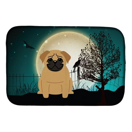 Halloween Scary Pug Brown Dish Drying Mat