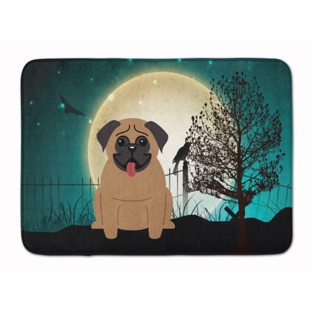 Halloween Scary Pug Brown Machine Washable Memory Foam Mat