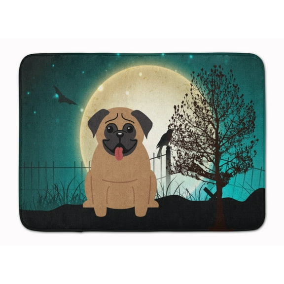 Halloween Scary Pug Brown Machine Washable Memory Foam Mat