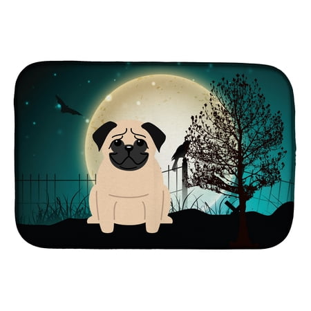 Halloween Scary Pug Fawn Dish Drying Mat