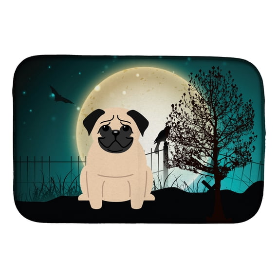 Halloween Scary Pug Fawn Dish Drying Mat