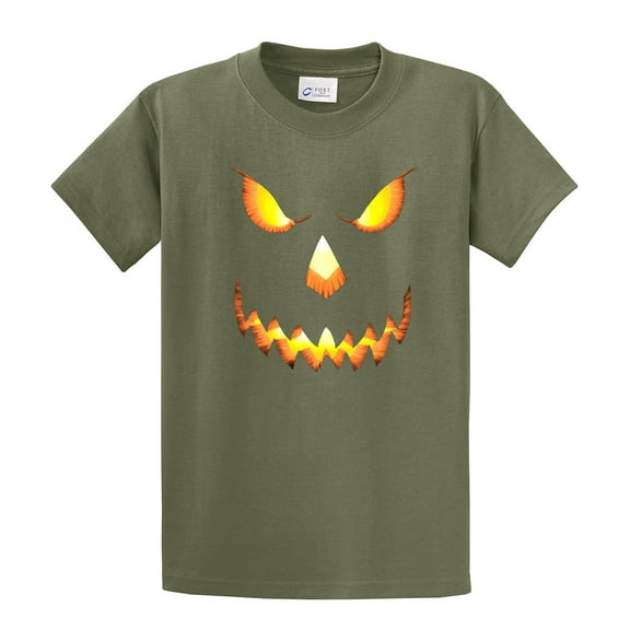 Halloween Scary Pumpkin Face Jack-o-lantern Trick-or-Treating Spooky Men's Short Sleeve T-shirt-Military-Medium