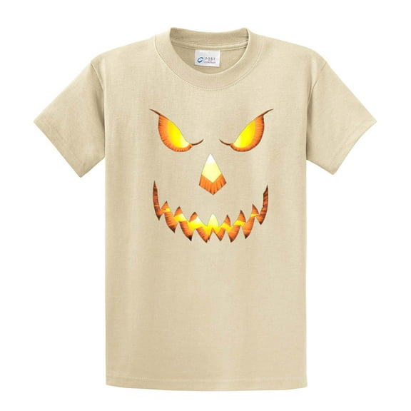 Halloween Scary Pumpkin Face Jack-o-lantern Trick-or-Treating Spooky Men's Short Sleeve T-shirt-tan-Medium