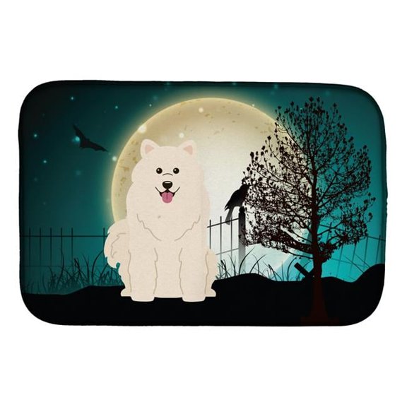 Halloween Scary Samoyed Dish Drying Mat