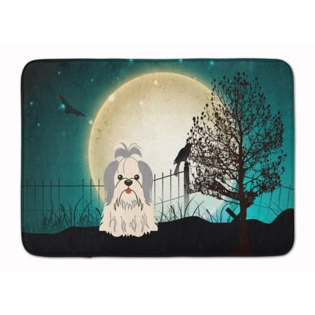 Halloween Scary Shih Tzu Silver White Machine Washable Memory Foam Mat