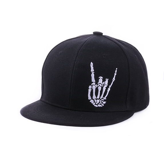 Halloween Scary Skull-Printed Caps Snapback Hats For Men Baseball Cap Adjustable Flat Bill Trucker Dad Hat Skeleton Hand Snap Backpack Skateboard Hats For Boys