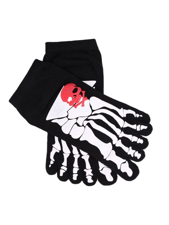 Halloween Scary Skull Skeleton Toe Bone Printed Socks Funny Novelty Socks for Mens
