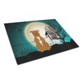thumbnail image 1 of Halloween Scary Staffordshire Bull Terrier Brown Glass Cutting Board Large, 1 of 2