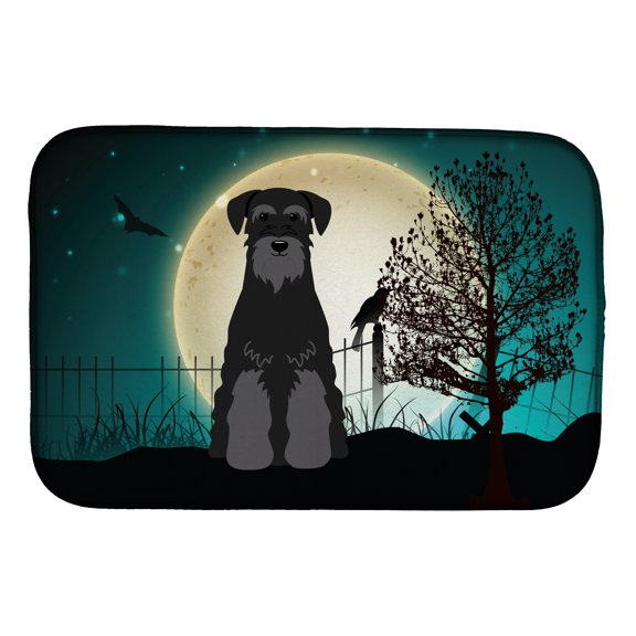 Halloween Scary Standard Schnauzer Black Dish Drying Mat