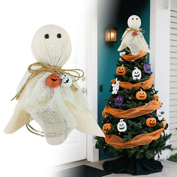 Halloween Scary Tree Topper Spring Hanging Ornament For Desktop Decoration For Seasonal Home Party Displays And Festive Celebrations(White-18.5Cm)