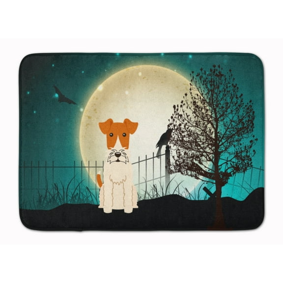 Halloween Scary Wire Fox Terrier Machine Washable Memory Foam Mat