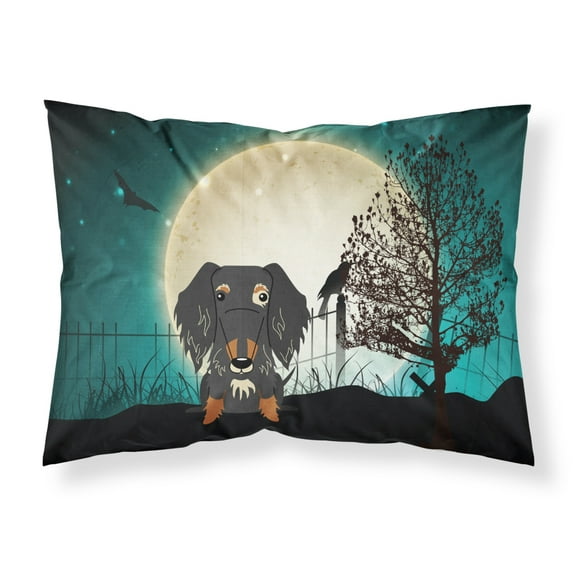 Halloween Scary Wire Haired Dachshund Dapple Fabric Standard Pillowcase