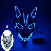 Halloween Scary Wolf Head Mask, Horror Animal LED Light Up Mask, Glow Mask Props for Halloween Masquerade Cosplay
