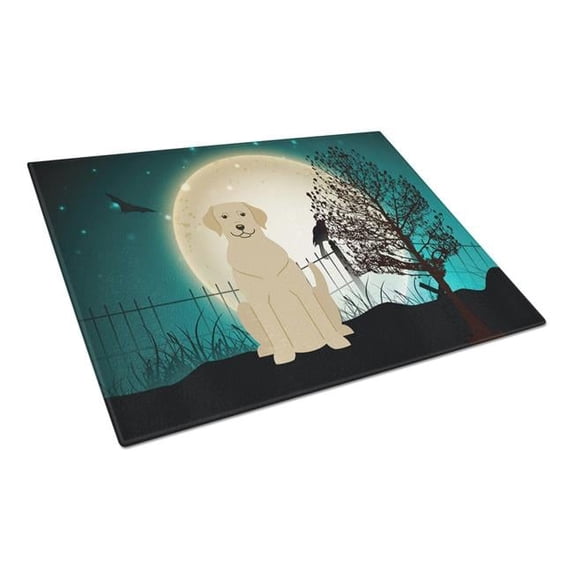Halloween Scary Yellow Labrador Glass Cutting Board - Large