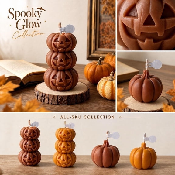 Halloween Scented Candle, 2X2 Inch Pumpkin Shaped Candle, Fall Scented Candles, Decorative Candles for Home, Compact Soy Wax Halloween Pumpkin Decor Suitable for Tabletop Mantel,