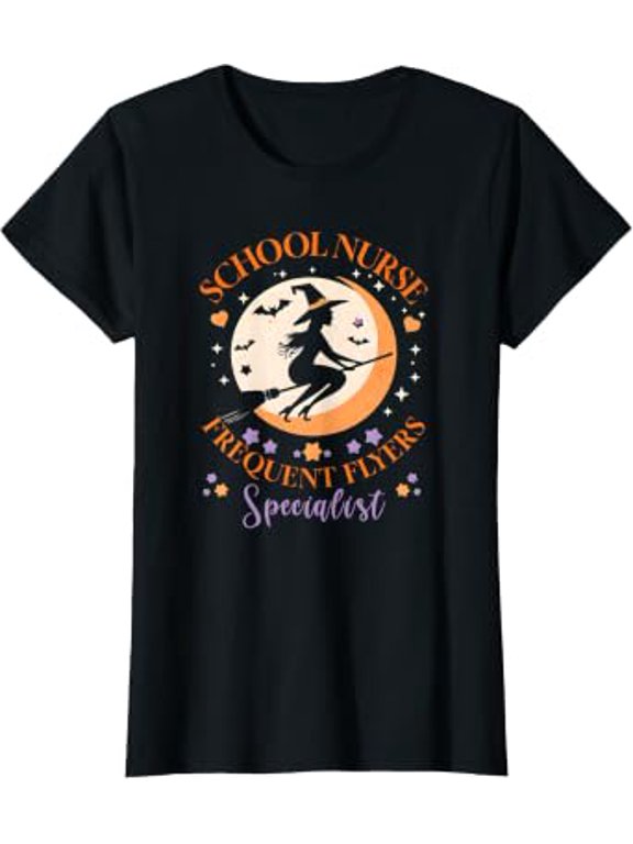 Halloween School Nurse Witch Frequent Flyers T-Shirt
