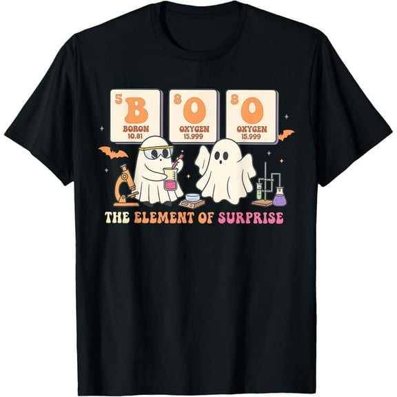 Halloween Science Teacher Boo Ghost The Element of Surprise T-Shirt