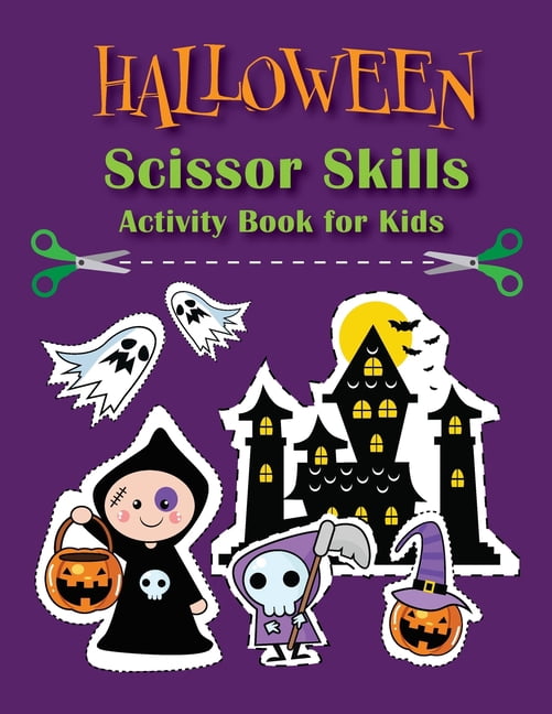 Halloween Scissor Skills Activity Book for Kids: Cut and Color Scissor ...