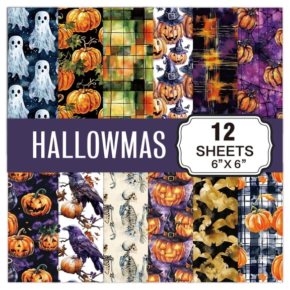 Halloween Scrapbook Paper Pad 6 x 6 in Spooky Patterned Craft Paper Set for DIY Card Making Journals and Decorative Arts