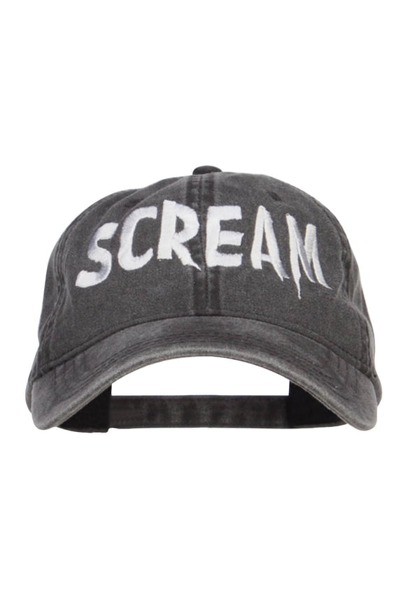 Halloween Scream Embroidered Washed Cap - Black OSFM