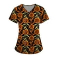 Halloween Scrub Tops Women Pumpkins Bats Printed VNeck Plus Size T