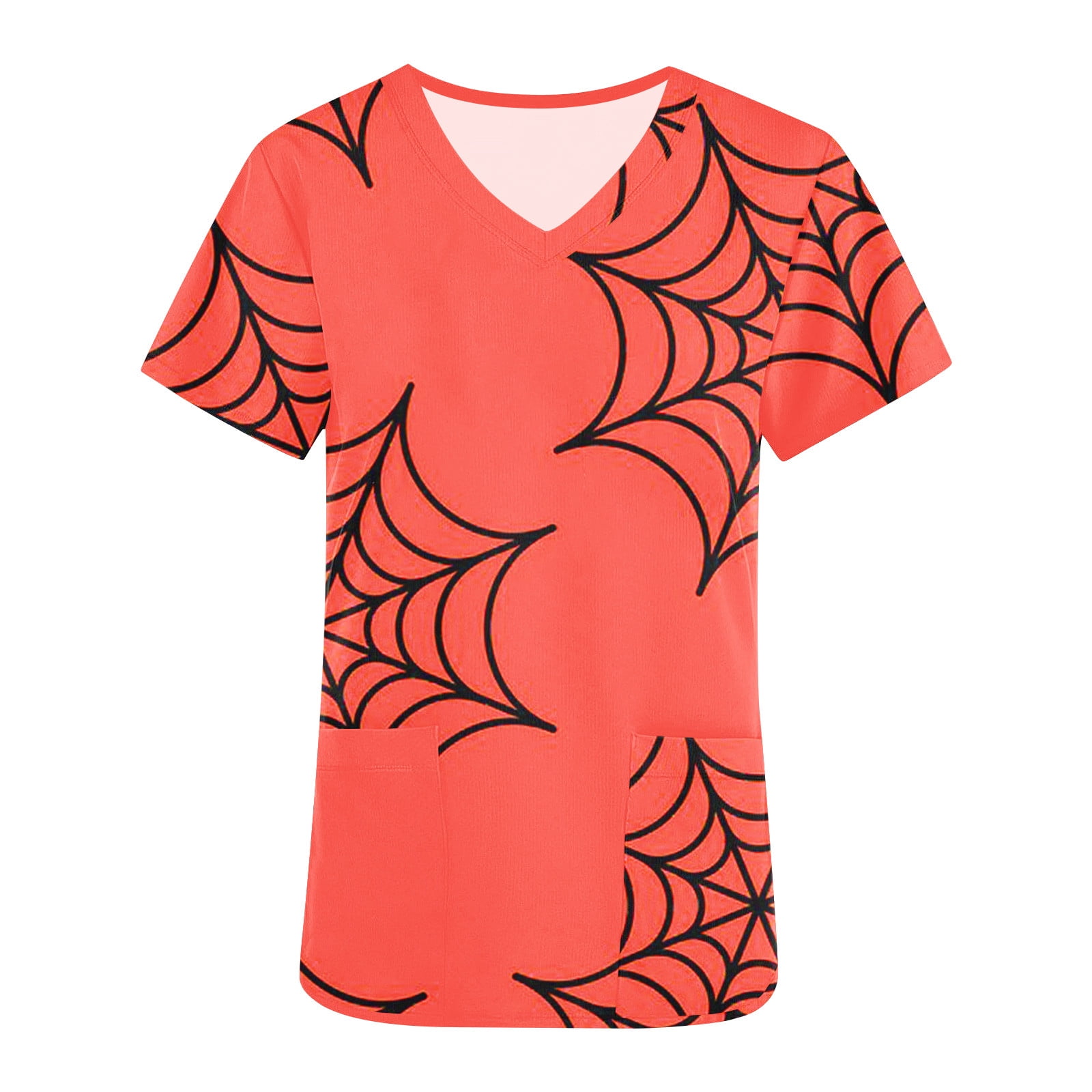 Halloween Scrubs Tops for Women,Halloween Print Scrub Tops for Women