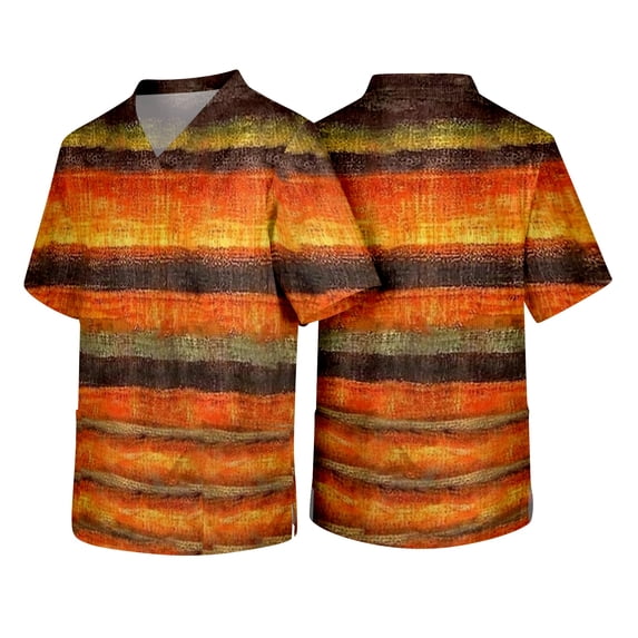 Halloween Scrubs for Men Spooky Print Tops for Men Short Sleeve Medical Plus Size Scrub Shirts