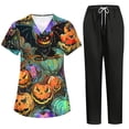 thumbnail image 1 of Halloween Scrubs for Women Set Jogger Scrub Set Nursing Uniform with Pocket, 1 of 5
