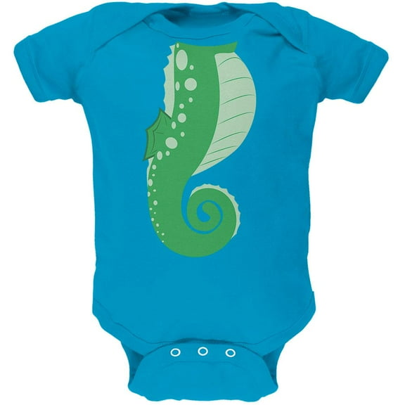 Halloween Seahorse Costume Green Soft Baby One Piece Turquoise 3-6 M