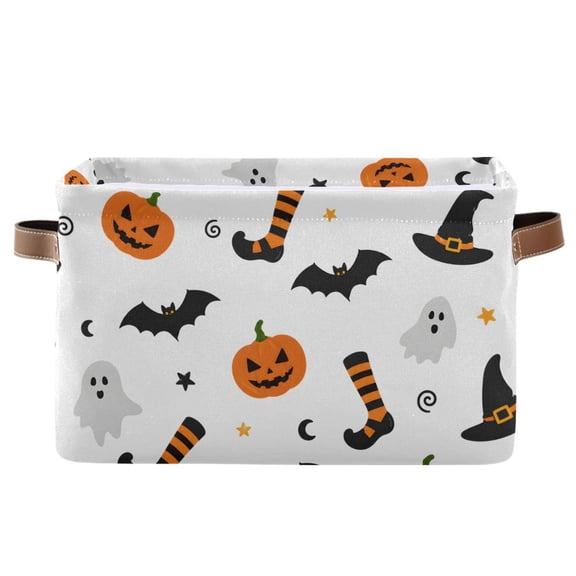 Halloween Seamless Pumpkins Foldable Storage Large Fabric Storage Baskets Organizer Storage Bins with Handles for Home Office