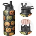 thumbnail image 1 of Halloween Seasonal Cobweb Pumpkin 32oz Water Bottle with Flip Straw Lid Ghost Skull Witch Skeleton Stainless Steel Insulated Mug Holiday Gift for Adults Teens Women Men, 1 of 4