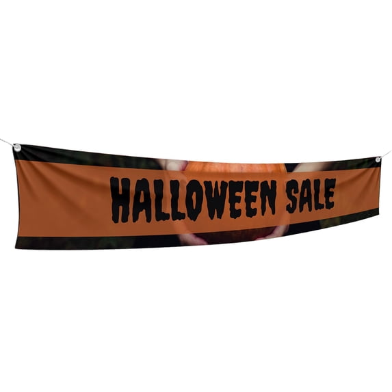 Halloween Sele Large Banners and Signs for Outdoor by DreamController|Polyester Banner with 4 Holes for Easy Hang Indoor & Outdoor|6x1 Feet Banner to Promote Business Seles|HD Banner Made in USA