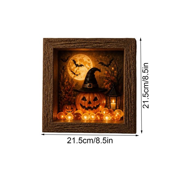 Halloween Shadow Box Frame DIY Kit with LED Lighting 8.5in Spooky 3D Paper Craft Set for Home Wall Mantel Party Decoration Gift