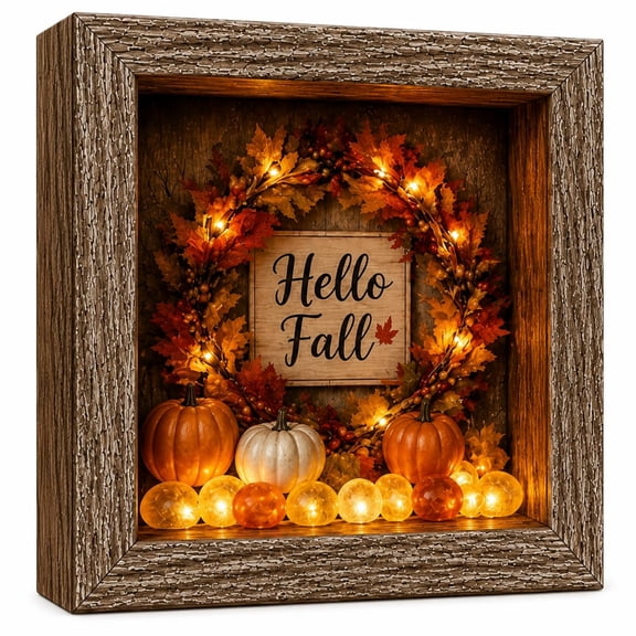 Halloween Shadow Box Frame DIY Lighted Craft Kit, Halloween Decorations Indoor, Memory Box Display Case with Crystal Glass & Wooden Frame, LED Night Light Gothic Decor