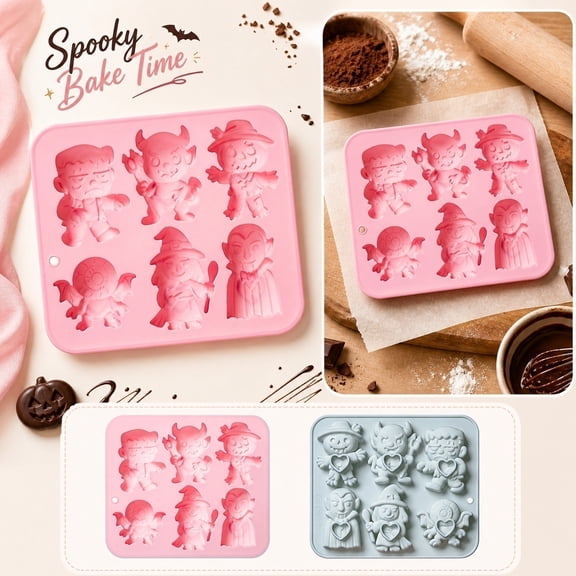 Halloween Shaped Silicone Baking Mold, Multi-Cavity Square Chocolate Candy Mousse Cake Bakeware, Transparent White