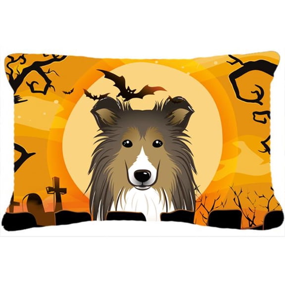 Halloween Sheltie Fabric Decorative Pillow