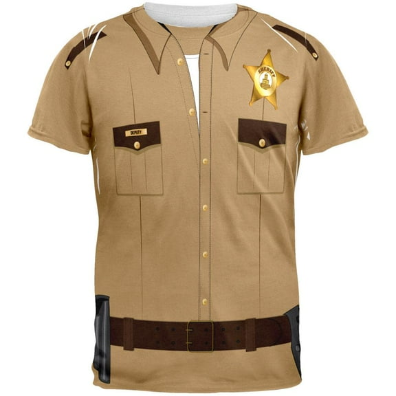 Halloween Sheriff Costume All Over Adult T-Shirt - Large