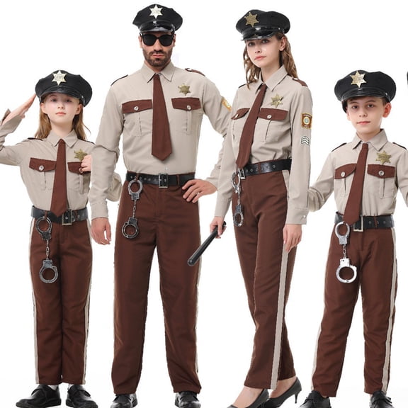 Halloween Sheriff Costumes, Family Matching Role Play Uniform Set for Party Stage Performance and Festive Dress Up Events