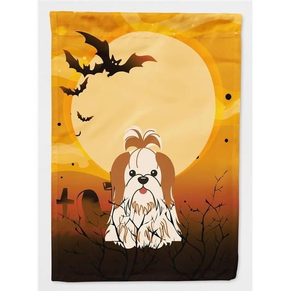 Halloween Shih Tzu Red & White Flag Garden Size