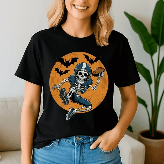 Halloween Shirt, American Football Skeleton, Spooky Season Tee, Happy Halloween Shirt , Ghost Pumpkin Tshirt, Funny Holiday Gift,Horror Witchy