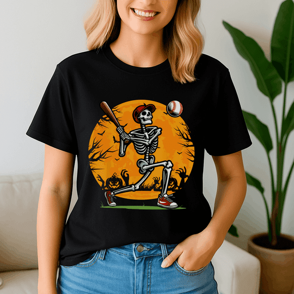 Halloween Shirt,Baseball Skeleton Halloween Player Catcher, Spooky Season Tee, Happy Halloween Shirt , Ghost Pumpkin Tshirt, Funny Holiday Gift,Horror Witchy
